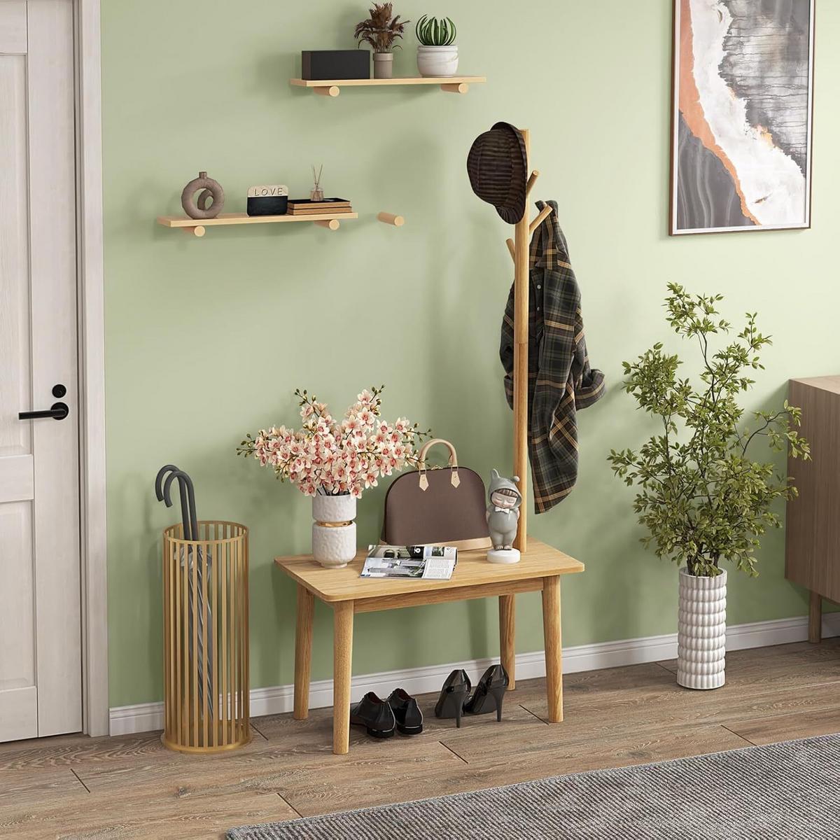GARDEROBENSTÄNDER 168cm Natur - Naturfarben, Holz (76/168/43cm) - COSTWAY