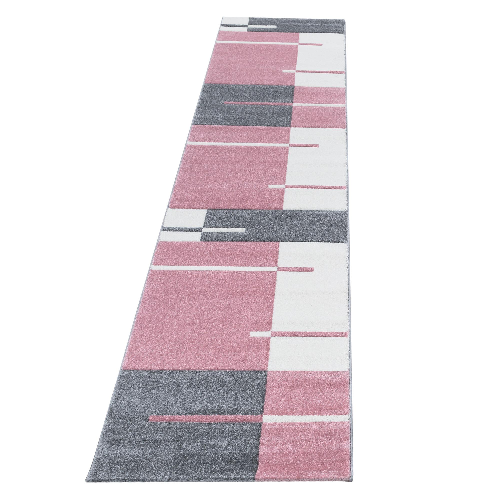 KURZFLORTEPPICH LATEMAR, kariert, Rosa, 80 x 300 cm - Rosa, Textil (300/80cm) - KADIMA DESIGN