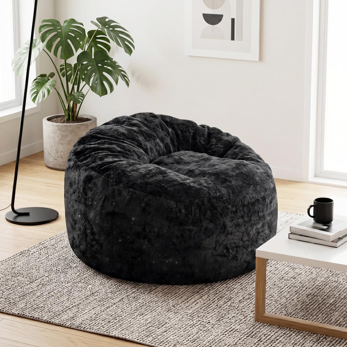 SITZSACK aus Flanell in Schwarz, mit geschwungener Rückenlehne und ergonomischer Passform - Schwarz, Textil (103/65/103cm) - Urban Meuble