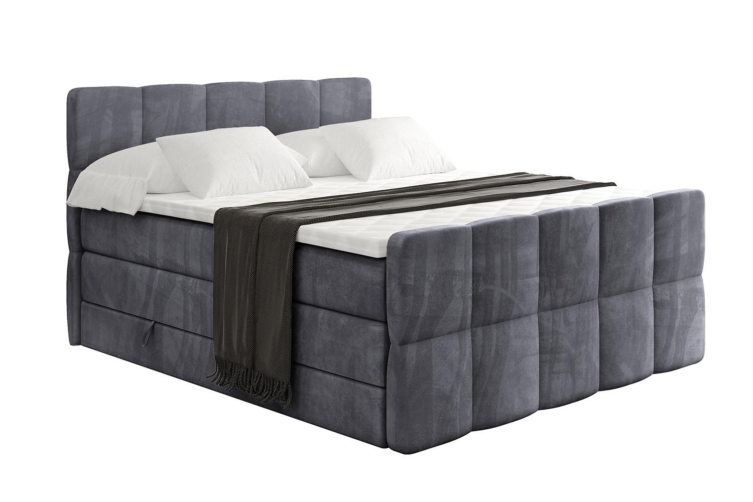 BOXSPRINGBETT mit Matratze und Lattenrost - LIRO-Z KING-200x200 - Dunkelgrau Casablanca - Dunkelgrau, Holzwerkstoff (200/200cm) - ALTDECOR