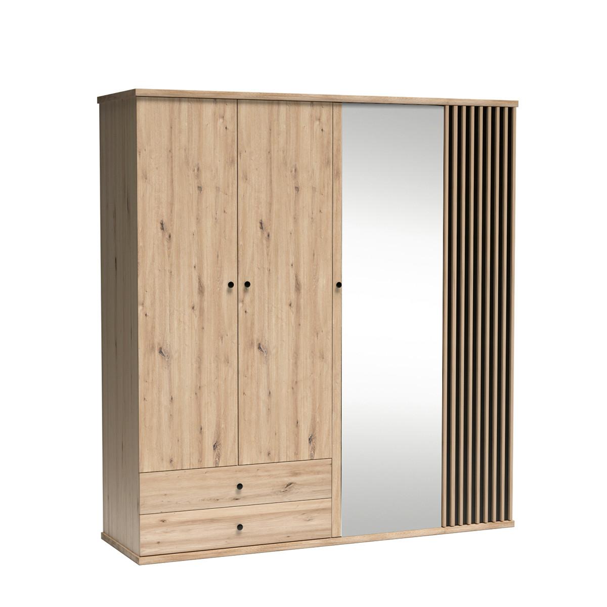 DREHTÜRENSCHRANK Caya mit drei Türen und Schubladen, 200 cm - Eiche Artisan, Holzwerkstoff (200/213/60cm) - Beautysofa