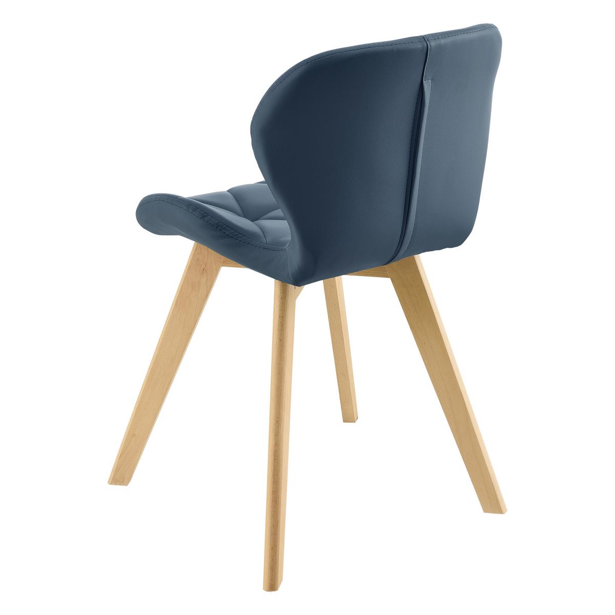 ESSZIMMERSTUHL-SET 2 TLG. Älmhult - Blau, Leder (47/78/52cm) - [en.casa]