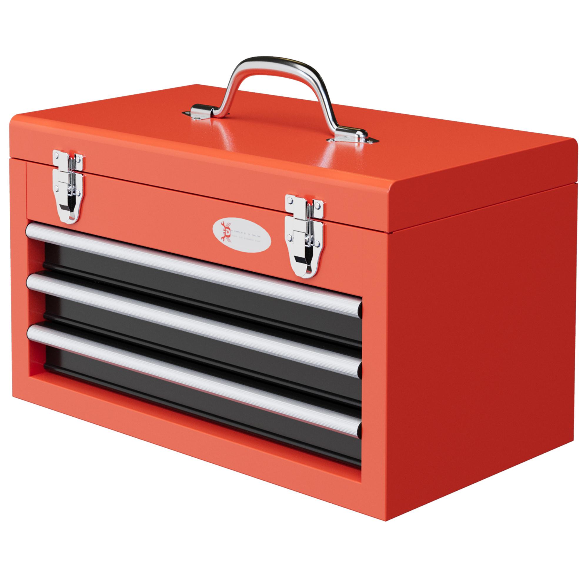 WERKZEUGKISTE leer, 45 x 24 x 27 cm Werkzeugkasten mit 3 Schubladen, Rot - Rot, Metall (24/27/45cm) - DURHAND