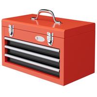 WERKZEUGKISTE leer, 45 x 24 x 27 cm Werkzeugkasten mit 3 Schubladen, Rot - Rot, Metall (24/27/45cm) - DURHAND