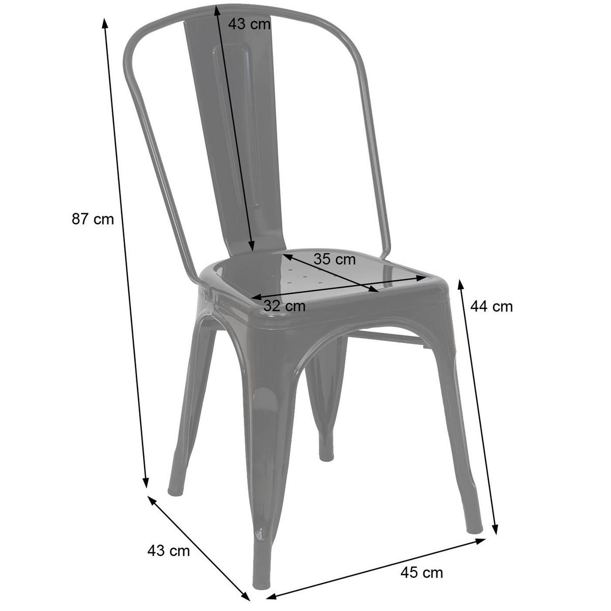 STUHL METALL Grau 2er-Set - Grau, Metall (45/87/43cm) - MCW