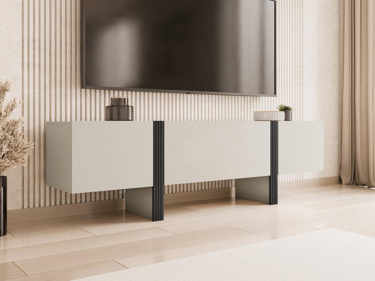 TV-LOWBOARD 200 3D Tore 01 - Kaschmir/Schwarz, Holzwerkstoff (200/58/41cm) - MIRJAN24