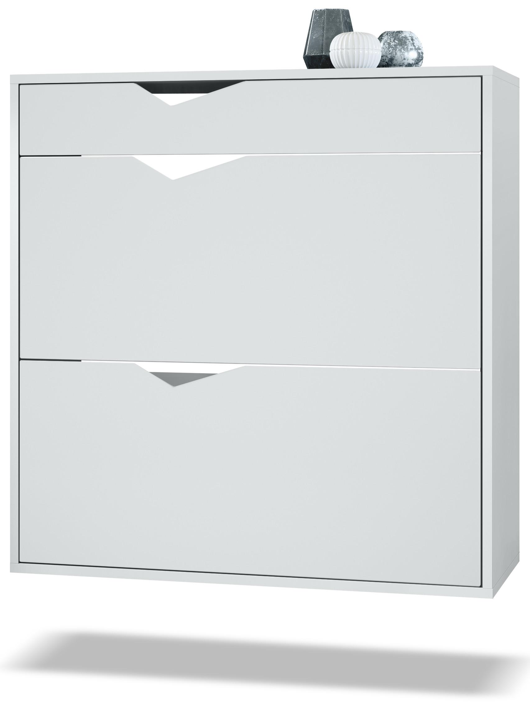 SCHUHSCHRANK Kolmio Fronten in Weiß matt - Weiß, Holzwerkstoff (85/87/33cm) - Vladon