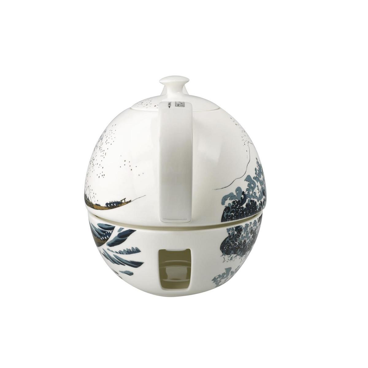 TEEKANNE MIT STÖVCHEN Katsushika Hokusai - Die große Welle bunt 1,2 l - Multicolor, Keramik (1.2L) - Goebel