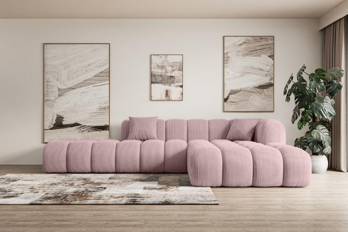 ECKSOFA Ottomane Rechts OLEA-L2 - 289x176x71 cm Rosa - Schwarz/Rosa, Holzwerkstoff/Kunststoff (289/176cm) - ALTDECOR