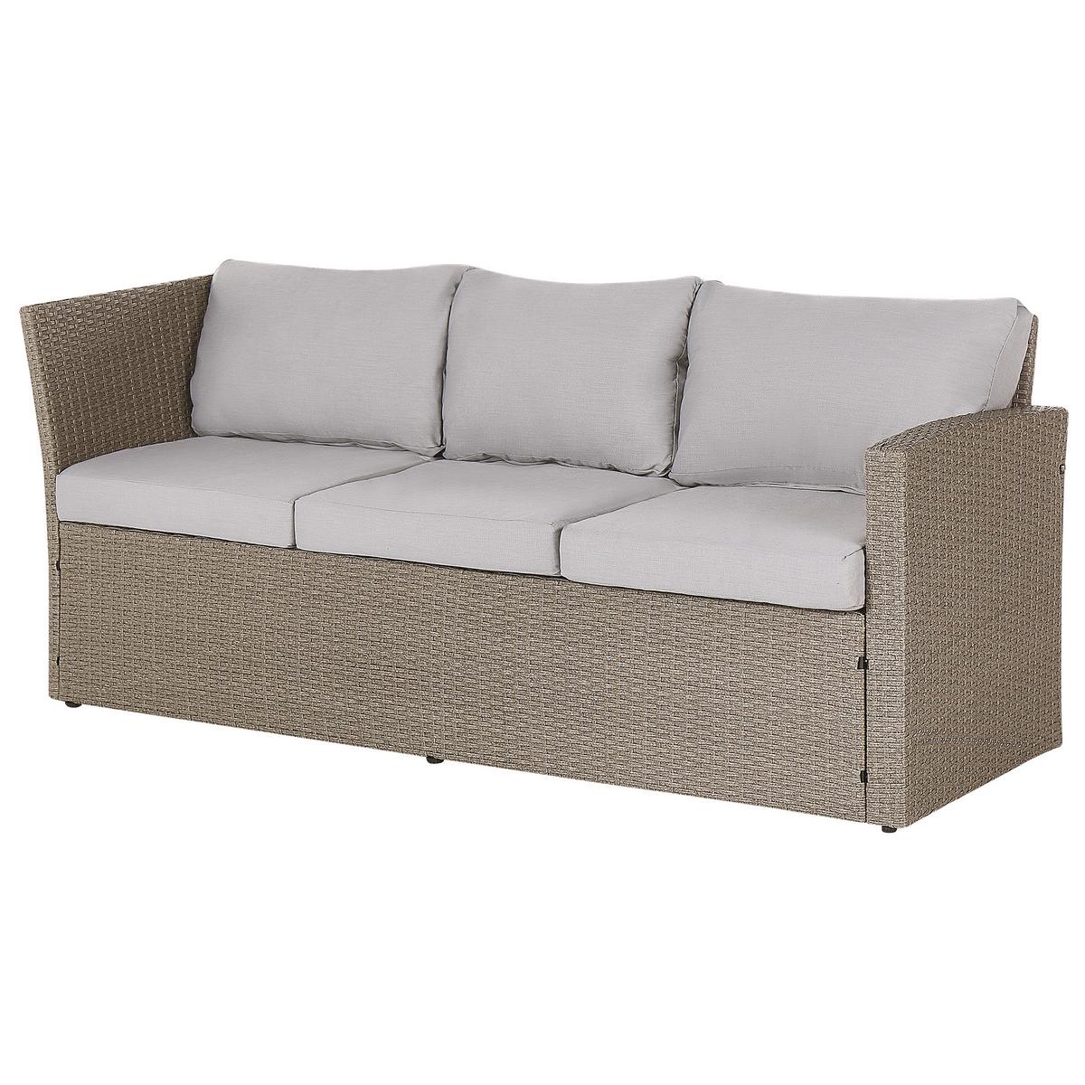 LOUNGE SET 5-Sitzer Rattan Auflagen hellgrau Bardi - Taupe, Kunststoff - Beliani