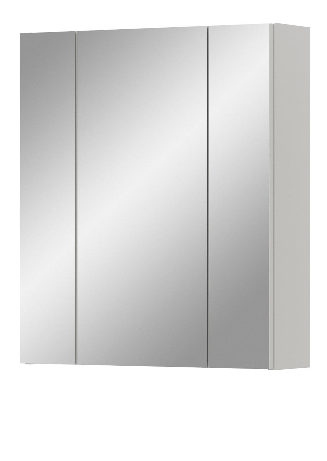 SPIEGELSCHRANK weiß Badschrank, Badschrank 3-türig 60 x 70 cm hängend - Weiß Hochglanz/Weiß, Glas/Holzwerkstoff (60/70/18cm) - Inn.Furn
