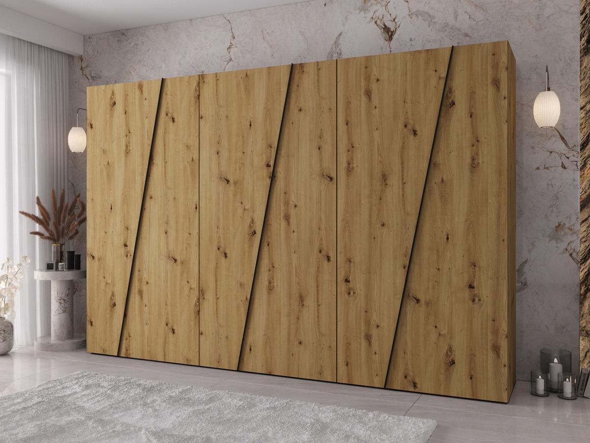 DREHTÜRENSCHRANK Zen 300 cm - Schwarz/Eiche Artisan, Holzwerkstoff/Kunststoff (300/202/50cm) - MIRJAN24