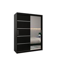 SCHWEBETÜRENSCHRANK 200/150/62 2-türig - Silberfarben/Schwarz, Holz/Kunststoff (150/200/62cm) - MÖBEL KRYSPOL
