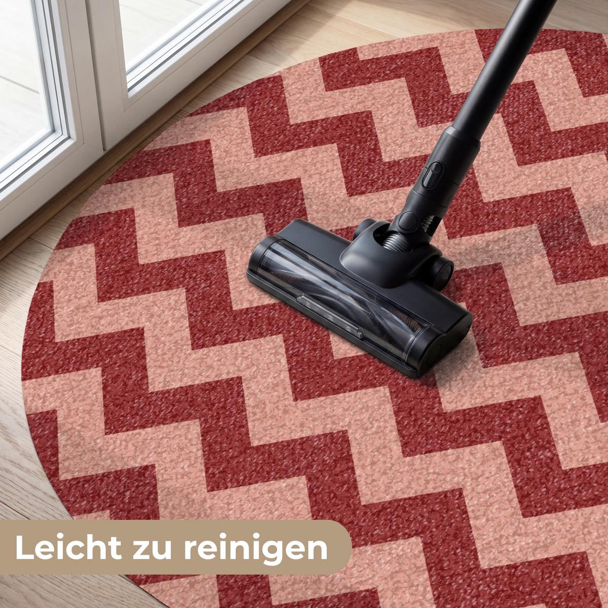 FUSSMATTE Zickzack - Streifen - Muster - Rot Schmutzfänger 120x120 cm - Bordeaux, Kunststoff (120/0.4cm) - MuchoWow