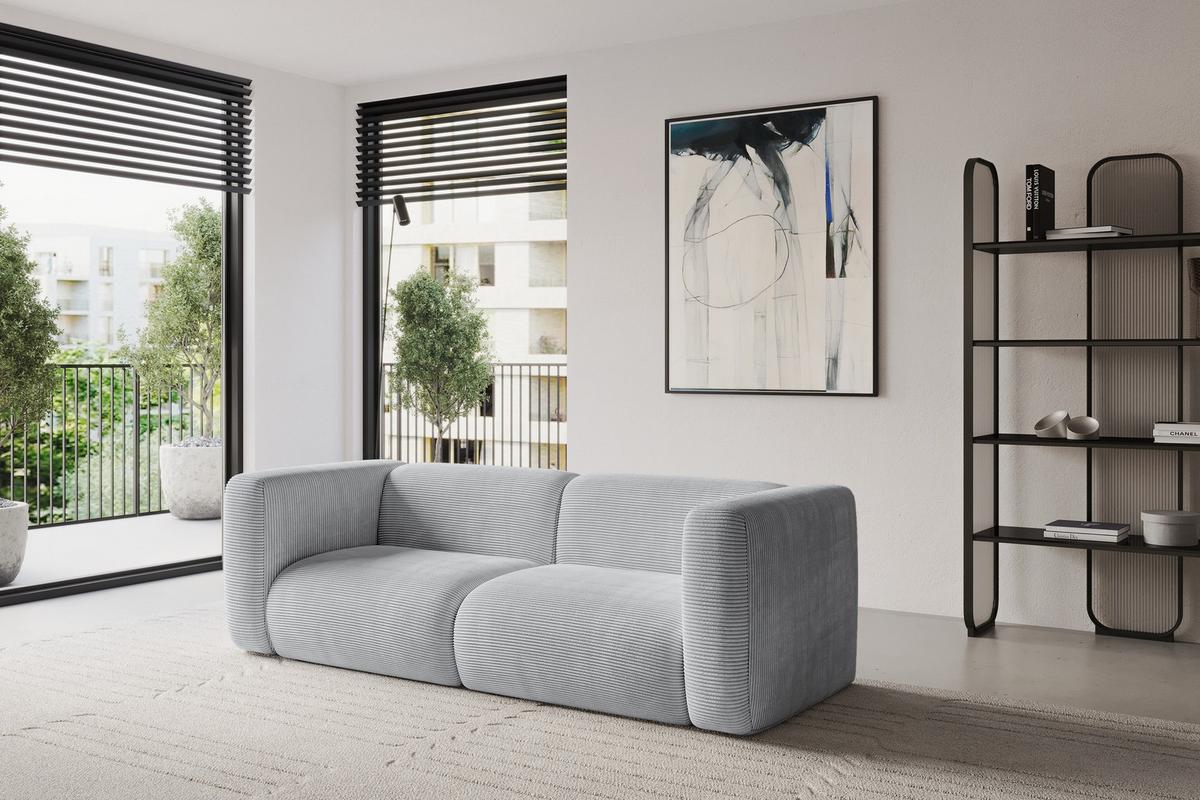 MODULARES Sofa 2-SITZER MIRA-S1 228x89x70 Grau cm Cord - Blaugrau/Schwarz, Holzwerkstoff/Kunststoff (228/70/89cm) - ALTDECOR