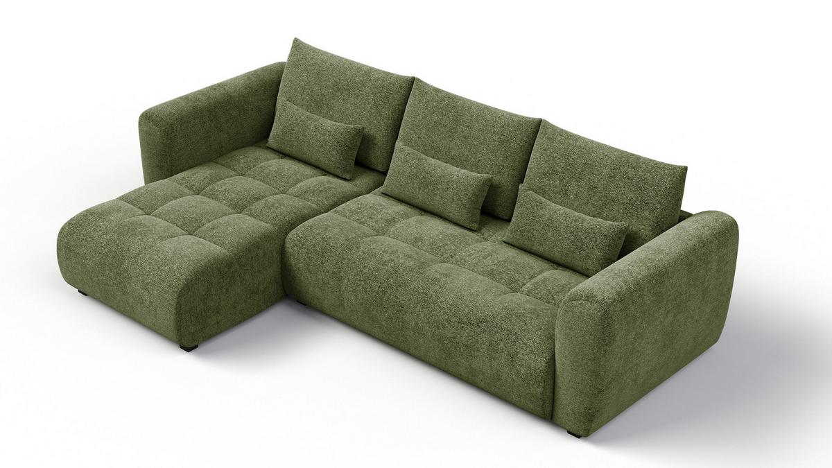 ECKSOFA SORENO 4-Sitzer, dunkelgrün - Dunkelgrün/Schwarz, Holz/Textil (293/171cm) - Wozimo