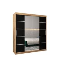 SCHWEBETÜRENSCHRANK 200/180/62 2-türig - Silberfarben/Schwarz, Holz/Kunststoff (180/200/62cm) - MÖBEL KRYSPOL
