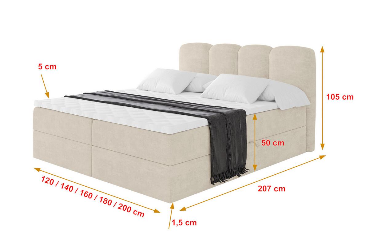 BOXBETT mit Matratze H4 - NINA - 180x200 cm - Beige - Sahara, Holzwerkstoff (180/200cm) - ALTDECOR