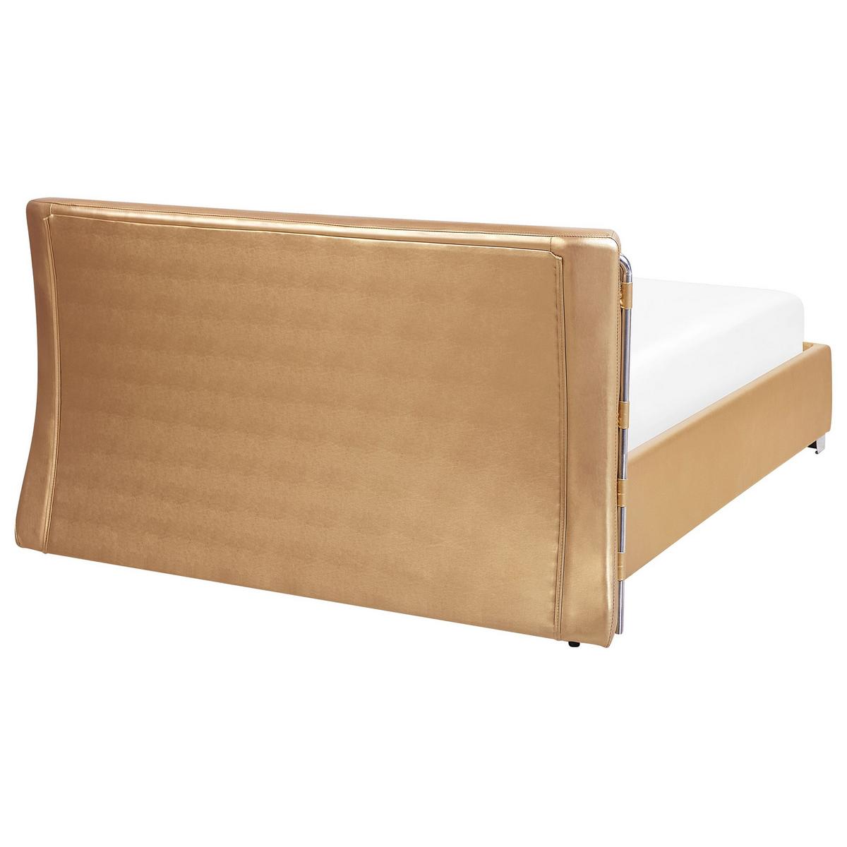 LEDERBETT 160/200cm Gold Paris - Goldfarben, Leder (160/200cm) - Beliani