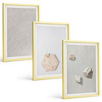 BILDER SET 3er Set - 40x60 cm Goldrahmen - Leichte Boho-Sandtexturen - Goldfarben, Kunststoff (40/60cm) - TULUP