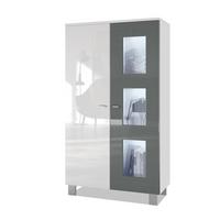 VITRINE Denjo Tür in Grau Hochglanz - Grau, Holzwerkstoff (71/129/35cm) - Vladon