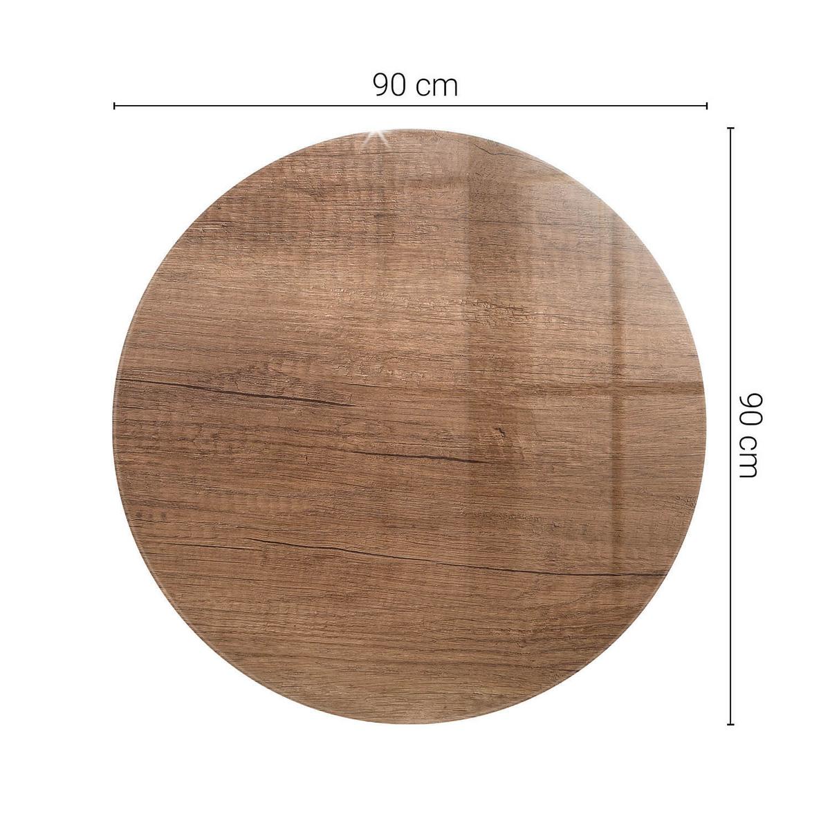 TISCHPLATTE fi90 cm Natürliche Holzmaserung - Braun, Glas (0.4/90/90cm) - TULUP