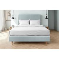 KOPFTEIL gepolstertes – blaugrauer Samtstoff - 140 cm - Beige/Blaugrau, Karton/Holz (140/120/10cm) - Sommeil de Plomb