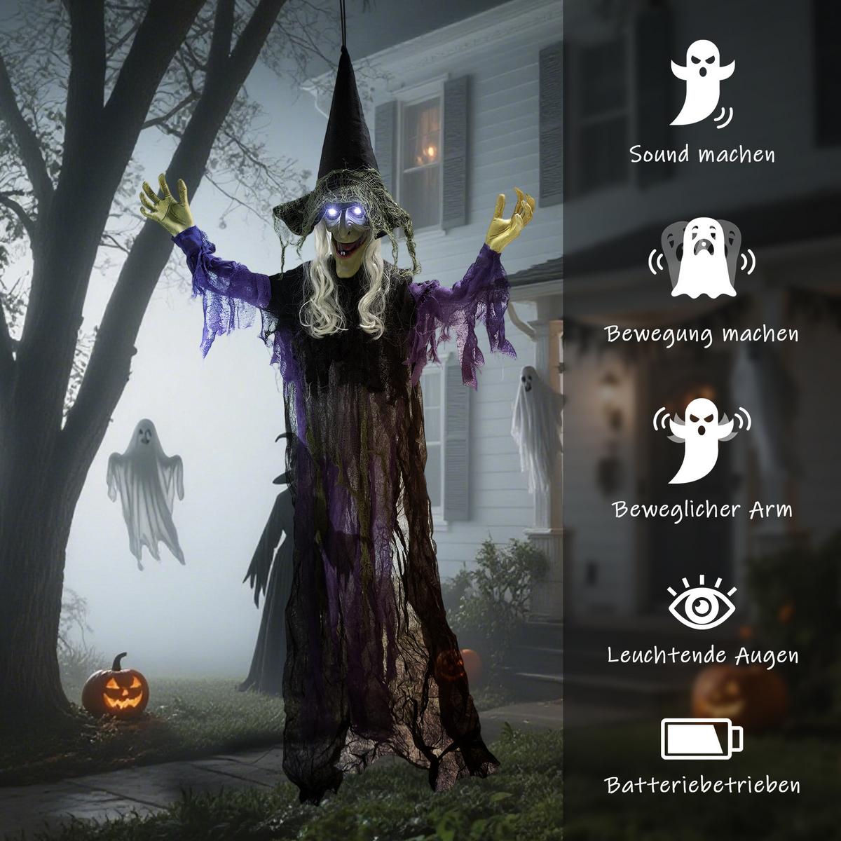 HALLOWEEN-DEKORATION Stahl Polyester Violett - Violett, Textil (15/183/80cm) - Outsunny