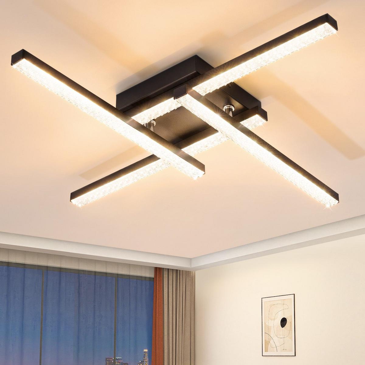 LED-DECKENLEUCHTE Wagner 46/46/6 cm - Schwarz, Metall (46/46/6cm) - Nettlife