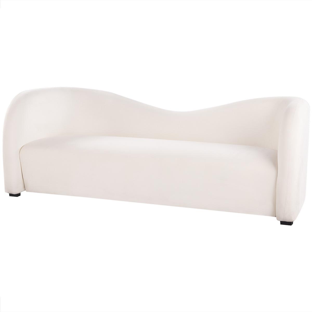 3-SITZER-SOFA Samtstoff Weiß Veltada - Weiß, Textil (205/75/90cm) - Beliani