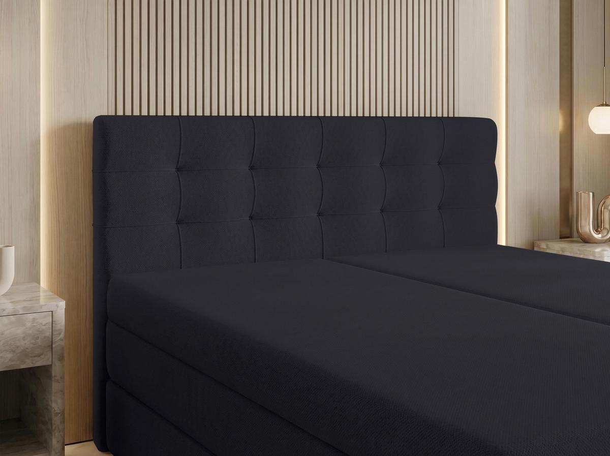 BOXSPRINGBETT FINIKE 140x200 cm mit Bettkasten und 2 Matratzen - Schwarz + TOPPER - Schwarz, Holz/Holzwerkstoff (140/200cm) - AX Living