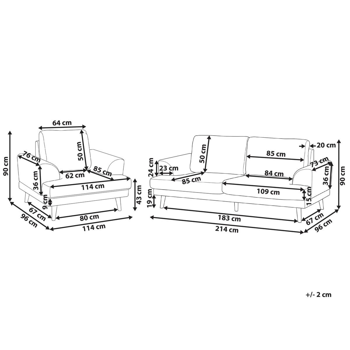 SOFA-SET 4-Sitzer Stoff Braun Kildal - Braun, Textil (280/90/96cm) - Beliani