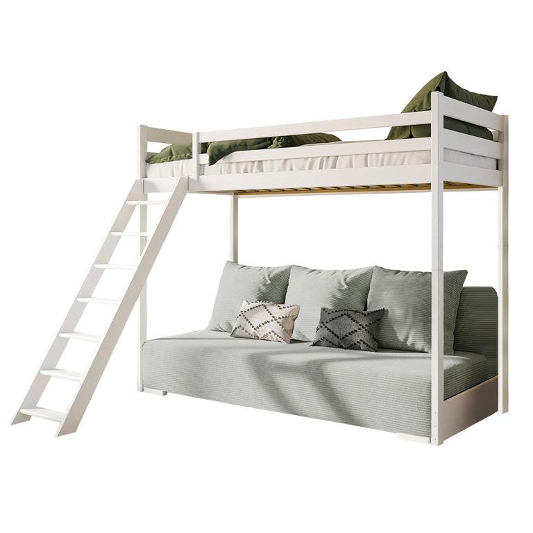 BETT 90/200 Orlane Weiß und grau - Weiß, Holz (90/200cm) - Petits-meubles