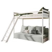 BETT 90/200 Orlane Weiß und grau - Weiß, Holz (90/200cm) - Petits-meubles
