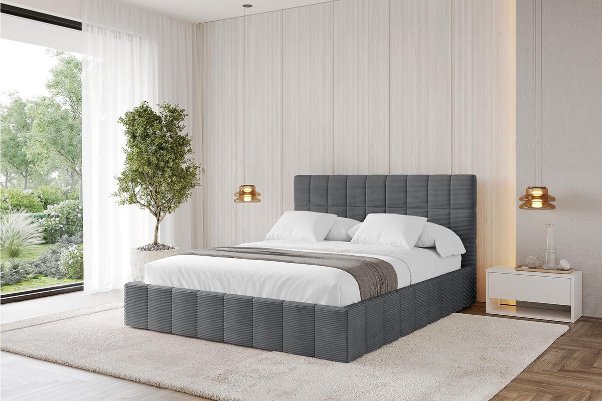 POLSTERBETT mit Bettkasten und Lattenrost, Boxbett ohne Matratze - AMEA 200x200 Dunkelgrau - Anthrazit, Holzwerkstoff/Textil (200/200cm) - ALTDECOR