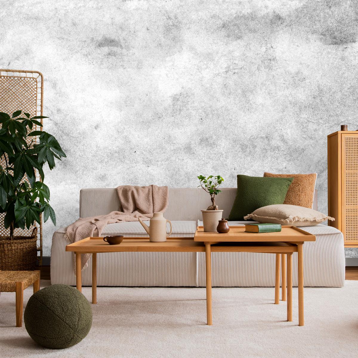 FOTOTAPETE für Wohnzimmer Grauer Beton Minimalismus Loft 400x280 - Weiß/Grau, Papier (400/280cm) - Muralo