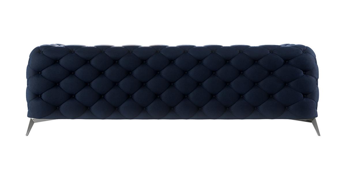CHESTERFIELD-SOFA 3-Sitzer Laura Marineblau Samt - Silberfarben/Dunkelblau, Holz/Textil (243/75/100cm) - S-Style Möbel
