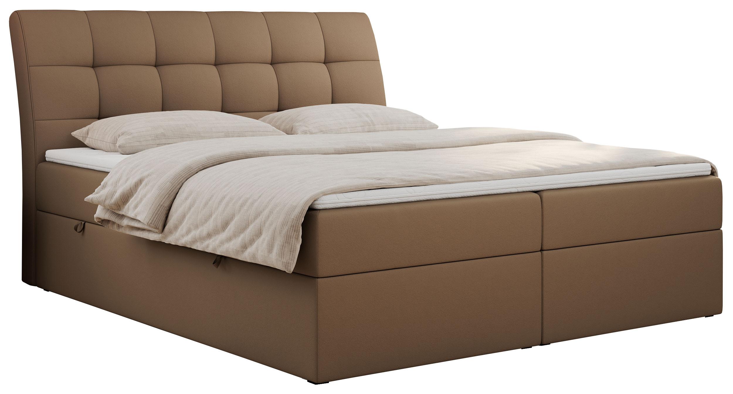 BOXBETT DIEGOS 200/200 Braun Kunstleder - H4 - Braun, Holz/Textil (200/200cm) - MKS