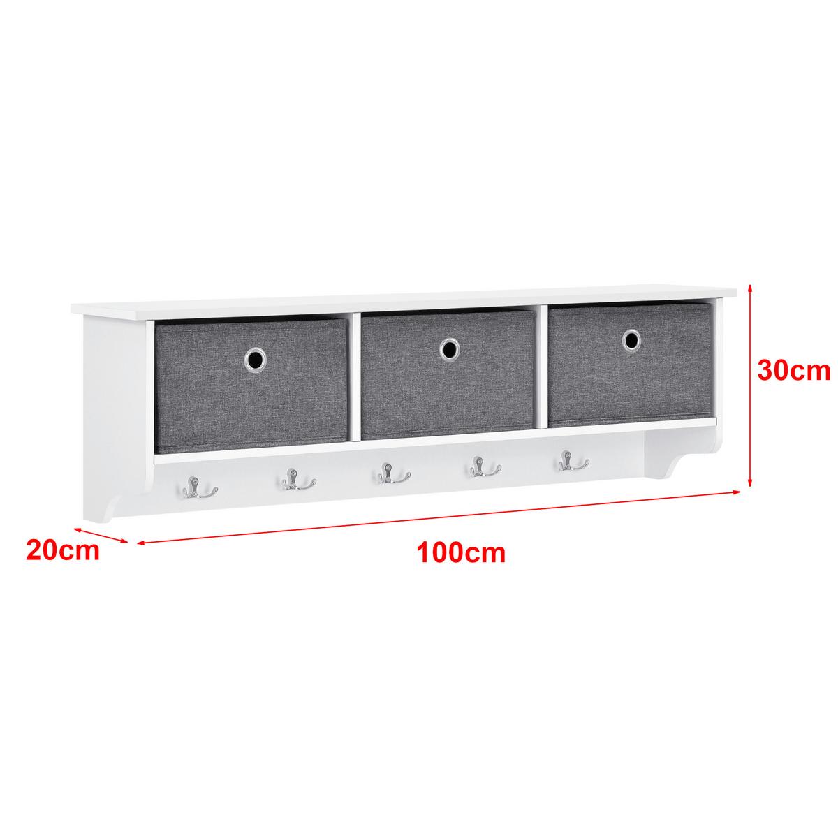 WANDGARDEROBE Horsens - Weiß, Holzwerkstoff (100/30/20cm) - [en.casa]