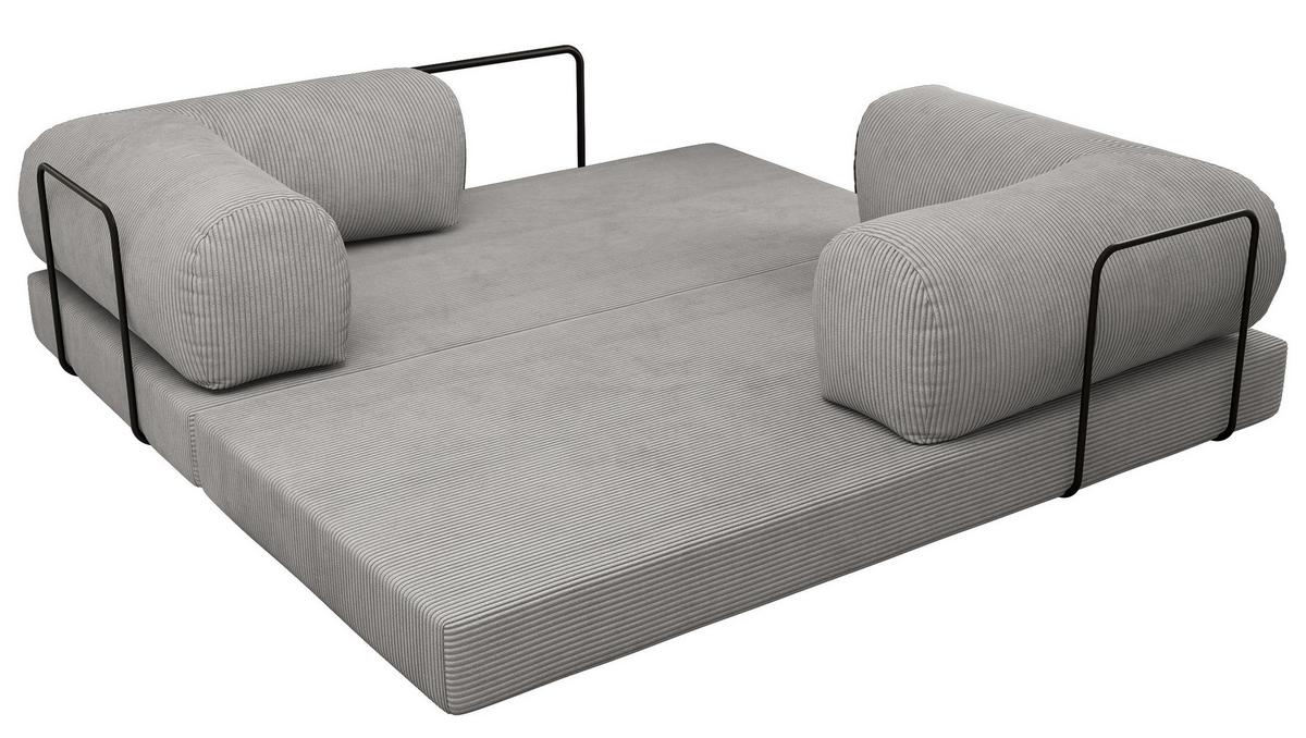 3-SITZER SOFA ORSETTO - Hellgrau Cord - Hellgrau/Schwarz, Textil/Metall (200/70/100cm) - MKS