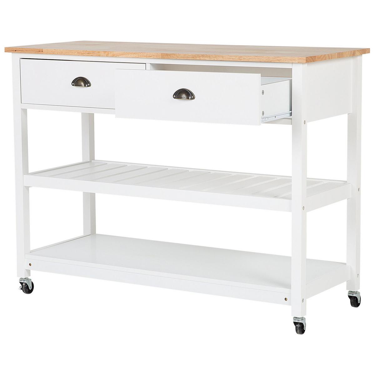 SERVIERWAGEN Weiß Navarino - Hellbraun/Weiß, Holz (120/91/48cm) - Beliani
