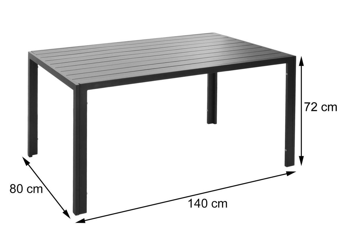 ALU-ESSTISCH rechteck Anthrazit - Anthrazit, Metall (80/140/72cm) - MCW