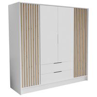 DREHTÜRENSCHRANK PELOR 200/200/51 cm Modern Kleiderschrank 4-türig Weiß - Weiß, Holzwerkstoff (200/200/51cm) - MASSENO