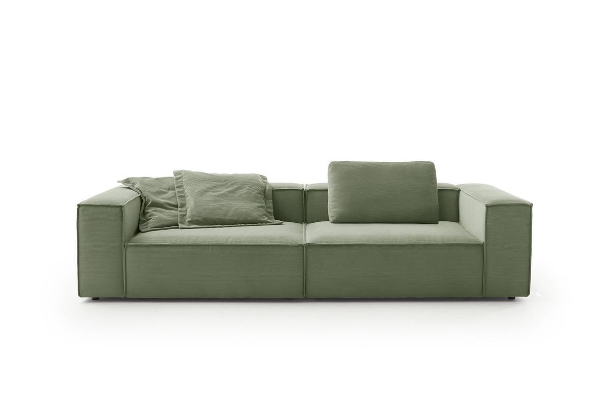 SOFA CARMO Grün Cord - Schwarz/Olivgrün, Kunststoff/Textil (306/68/118cm) - KAWOLA