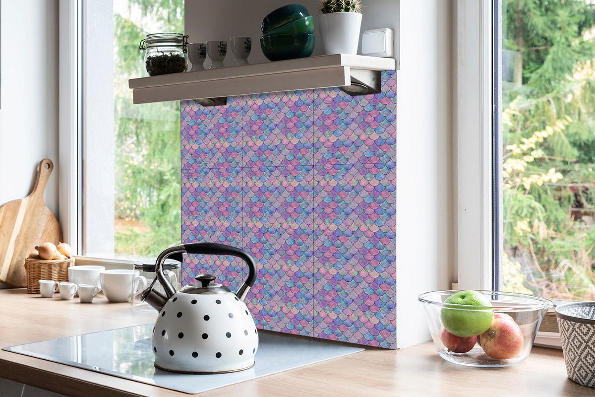 SELBSTKLEBENDE Wandfliesen 9 Stück 30x30 cm - Bunte Fischschuppen - Multicolor, Textil (30/1.6/30cm) - TULUP