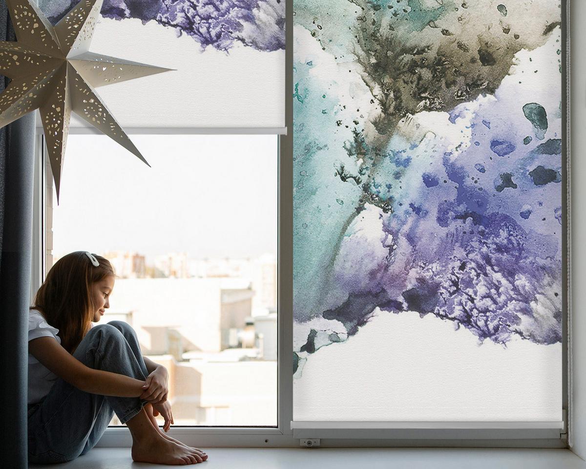 INNENROLLO - Fensterrollo - Rollo - 90x140 cm - Gemaltes Bild - Türkis, Kunststoff (90/140/0.5cm) - TULUP