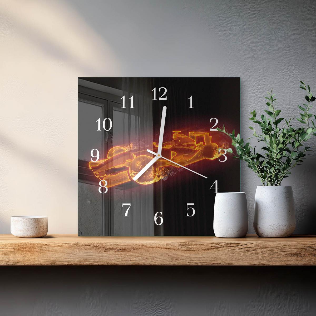 WANDUHR aus Glas 30x30 cm - Schrott - Orange, Glas (30/30/0.4cm) - TULUP