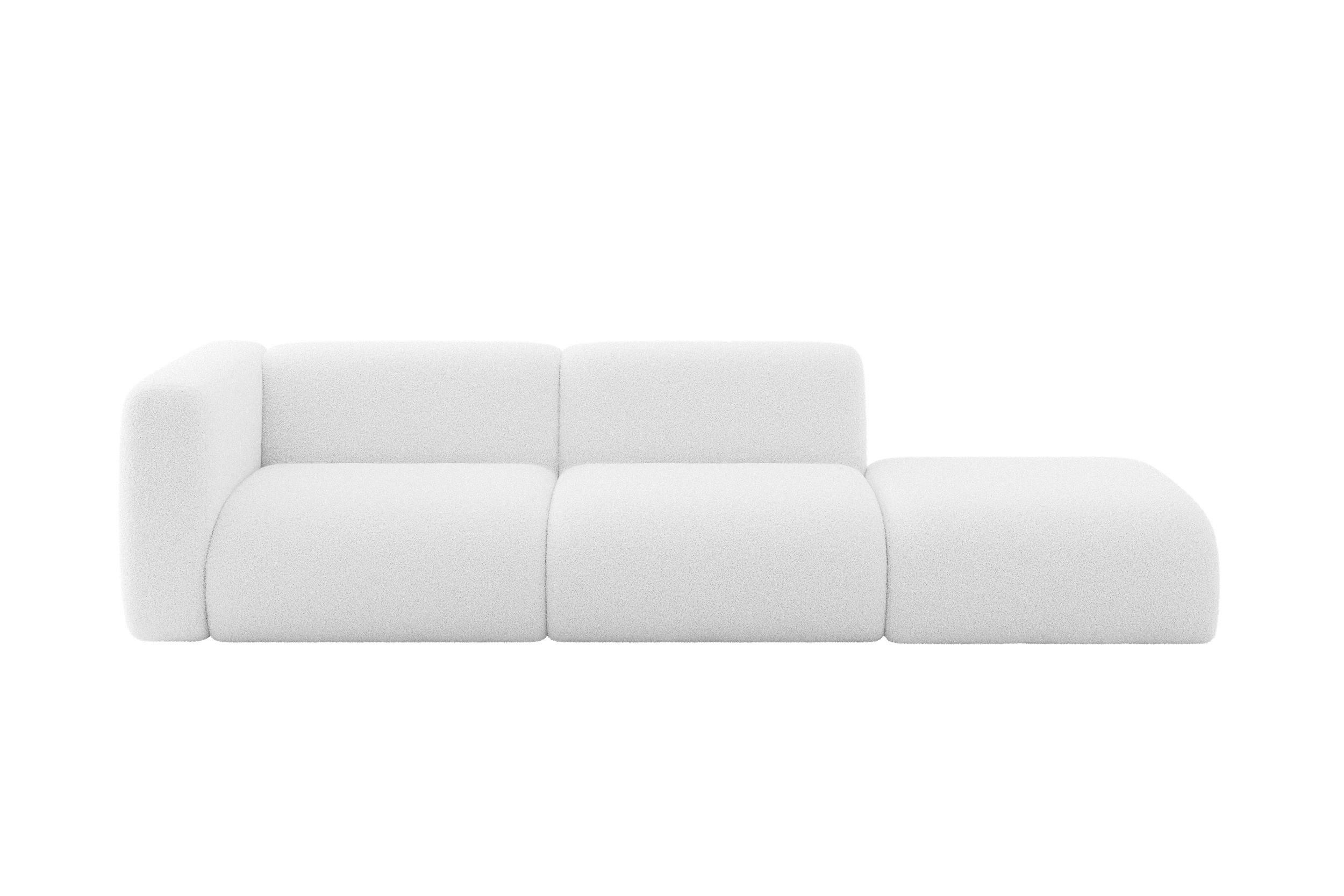 SOFA Ottomane Links MIRA-S3 296x89x70 Weiß Bouclé - Schwarz/Weiß, Holzwerkstoff/Kunststoff (296/70/89cm) - ALTDECOR