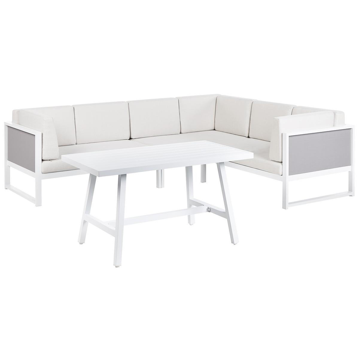 LOUNGE-SET 6-Sitzer Weiß Castella/Fratte - Hellgrau/Weiß, Metall - Beliani
