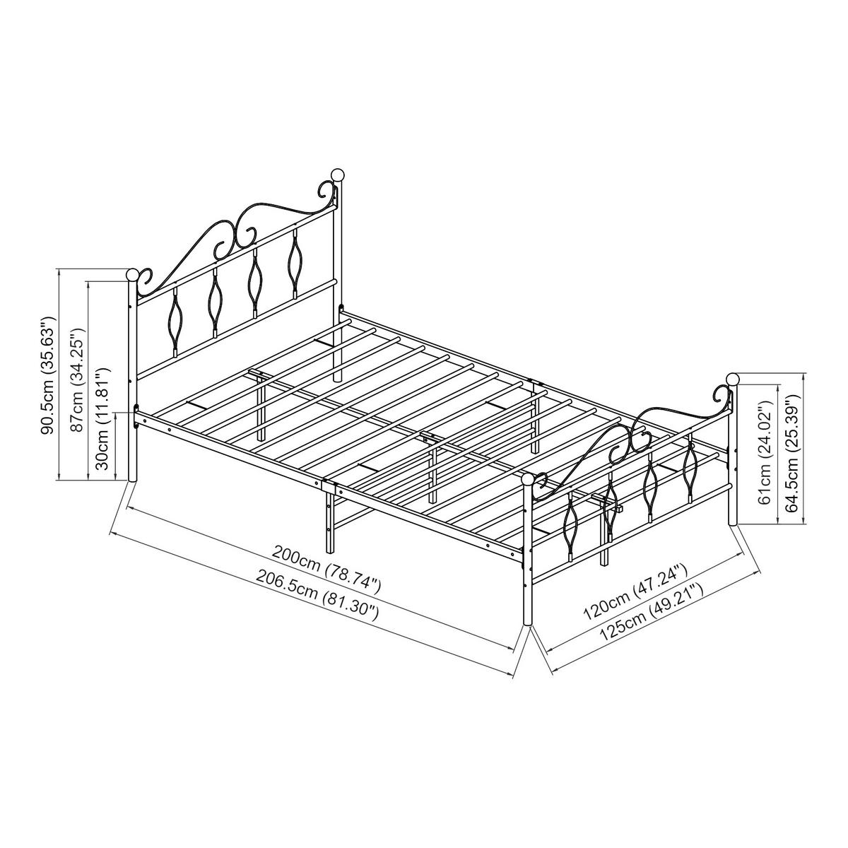 METALLBETT Apolda - Weiß, Metall (120/200cm) - [en.casa]
